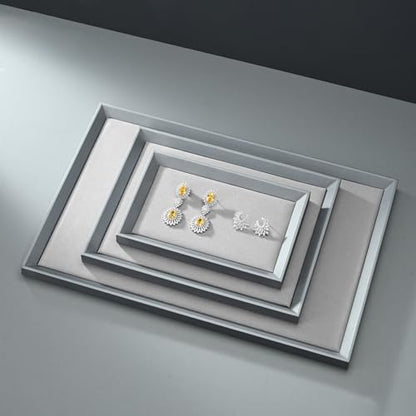 Oirlv Leather Small Jewelry Tray Grey - size: 9.1" x 5.9" x 0.8"
