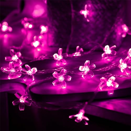 33ft 100 LED Aesthetic Pink Cherry Blossom Flower Fairy Lights String Decor - color: Pink
