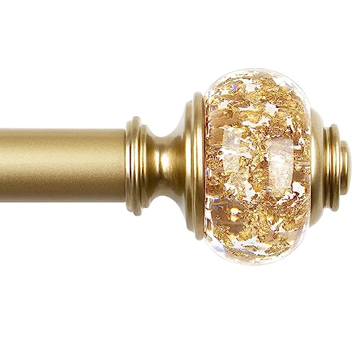 Curtain Rods for Windows, USFOOK 7/8 inch Luxury Gold Curtain Rod 32 to 115 Inch, Telescoping Splicing Drapery Rods with Decorative Translucent Finials - color: Luxury Gold, size: 32-115"