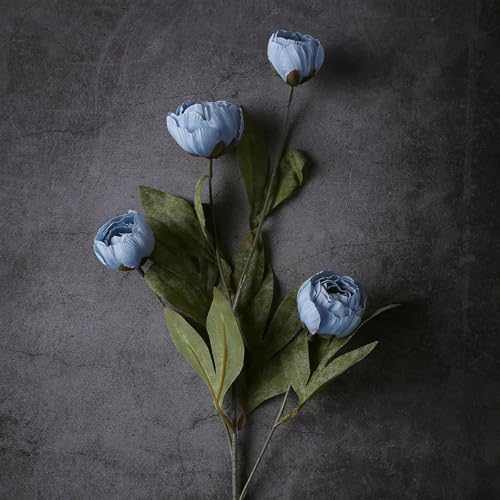 6 Pcs 27" Faux Silk Peony Artificial Flowers Stems for Vase (Dusty Blue) - color: Dusty Blue