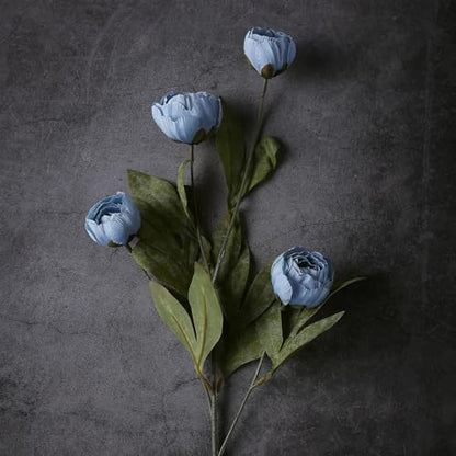 6 Pcs 27" Faux Silk Peony Artificial Flowers Stems for Vase (Dusty Blue) - color: Dusty Blue