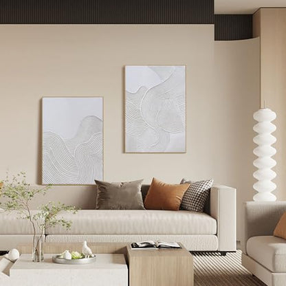 Zessonic Neutral Abstract 3D Textured Hand-Painted Thick Wall Art,28"x40"x2 - color: Tan, size: 28" x 40"
