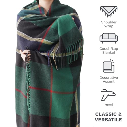 Forest Green Plaid Throw Blanket for Couch, Buffalo Checkered Blanket - color: Forest Green