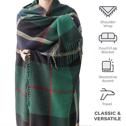 Forest Green Plaid Throw Blanket for Couch, Buffalo Checkered Blanket - color: Forest Green