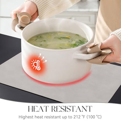 MOSAYT Vinyl Faux Leather Placemats, Set of 6, Light Grey - color: Light Grey