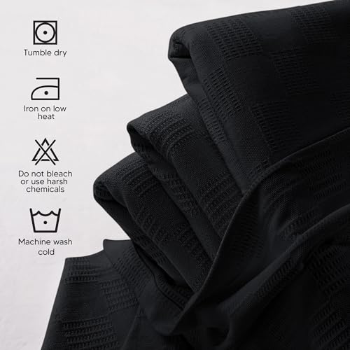 Utopia Bedding 100% Cotton Thermal Blanket Black Twin, 90x72 Inches - color: Black, size: Twin