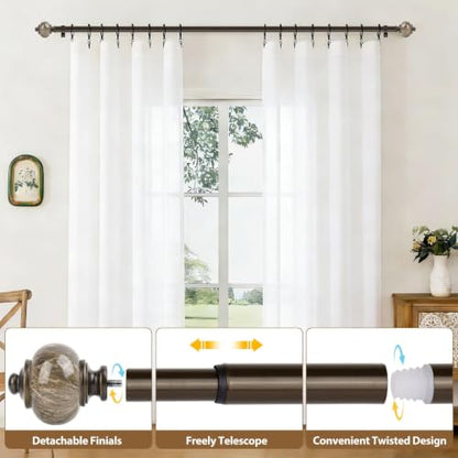 KAMANINA 1 Inch Curtain Rods 32 to 58 Inch, Bronze Adjustable Drapery Rods - color: Bronze, size: 32-58"