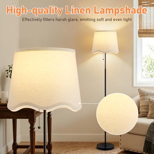 Floor Lamps for Living Room & Bedroom, 60" Modern Tall Standing Lamp, 3CCT - color: Dot Wave-Shades+Black Pole