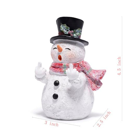 Hodao Christmas Snowman Figurine Decoration, Funny Winter Finger Statue - color: White-1