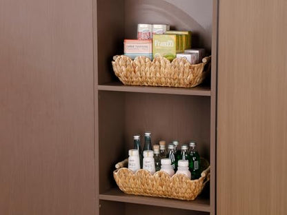 Coeusy 2 Pack Wicker Baskets, Cute Scalloped Baskets,Natural Water Hyacinth - color: Water Hyacinth
