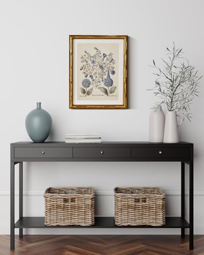 InSimSea Gold Bamboo Framed Wall Art, Retro Blue Hydrangea Prints, 11x14In - color: Blue Hydrangea