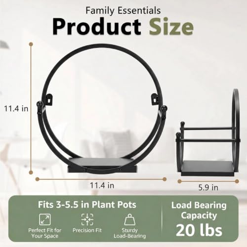Wall Plant Holders for Indoor Plants, Round Mounted Frame, 2 Pack - size: 11 inches x 5.9 inches x 11 inches