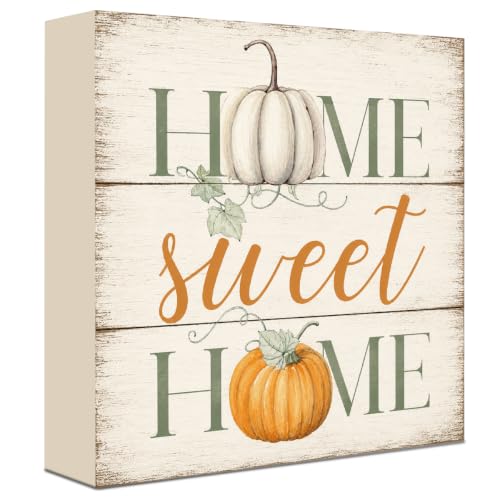 Fall Decorations for Home Home Sweet Home Pumpkin Wood Sign Fall Decor - color: FALL42