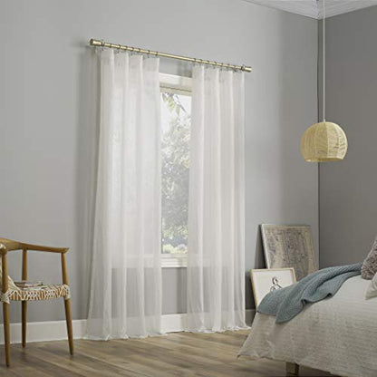 No. 918 Genevieve 2-pack 2-pack Linen Weave Sheer Semi-Sheer Grommet Curtain Panel Pair, 50" x 84", Cream - color: Cream, size: 50"W x 84"L (Pack of 2)