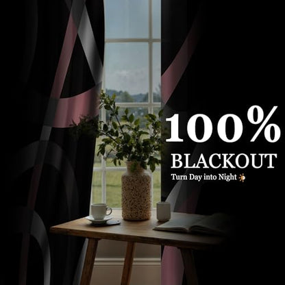 weesire Black and Pink Blackout Curtains, 52 x 63 Inch, Grommet, 2 Panels - color: P1-pink, size: 52"W x 63"L (Pack of 2)