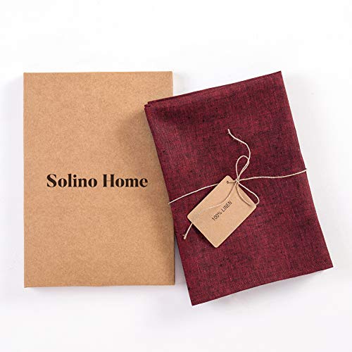 Solino Home 100% 순수 리넨 디너 냅킨 레드, 아테나 50.8 x 50.8cm(20 x 20인치), 4개 세트 - color: 25: 레드 가넷, size: 20" x 20" (Set of 4)