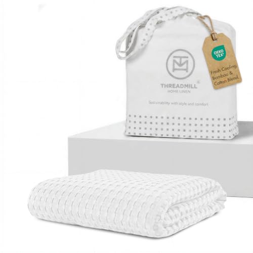 Threadmill Waffle Swaddle Blanket, Rayon Derived from Bamboo, White - color: White, size: Swaddle (41" x 37")