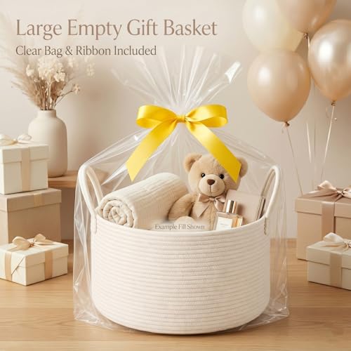 Extra Large Gift Basket Empty to Fill for Shower Gifting, White - color: White, size: Large