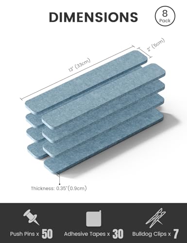 Fluxynara 13" x 2" Felt Wall Panels, Coastal Mist - color: Coastal Mist, size: 8-pack