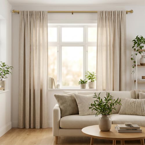 Warm Gold Curtain Rods 16-120 Inch Heavy Duty 1 Inch Diameter - color: Brass, size: 16"-120"|1 Pack