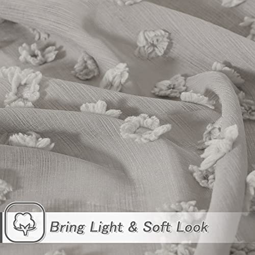 MYSKY HOME Grey Sheer Curtains with Pom Pom for Living Room 36x54,2 Panels - color: 1-grey, size: 36"W x 54"L (Pack of 2)