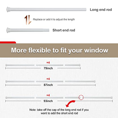 White Curtain Rods for Windows 48 to 93” - 5/8 Inch Heavy Duty Metal Curtain Rods Set - Rustic Farmhouse Drapery Rods with Brackets - Matte - color: Matte White, size: 48-93" (1 Pack)