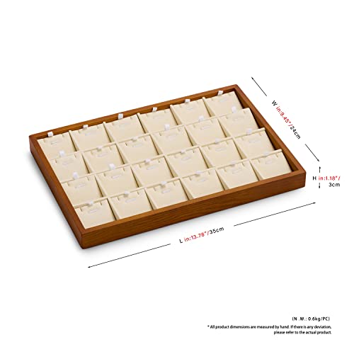 Oirlv Wooden Jewelry Tray,Jewelry Drawer Organizer,Necklace Display Tray - color: Creamy-white 24 grid necklace/pendant jewelry tray