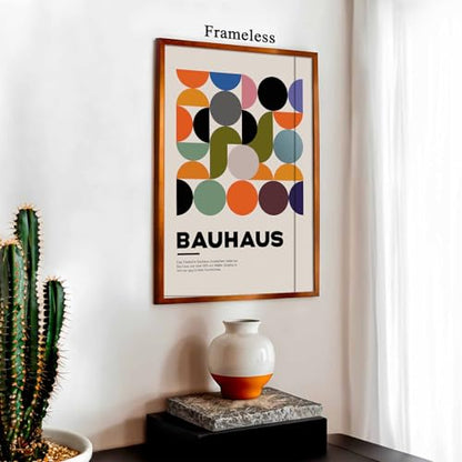 Bauhaus Canvas Wall Art Mid Century Modern Poster Abstract Boho Art Prints Modern Geometric Abstract Minimalist Wall Art Bauhaus Exhibition Poster Minimalist Geometric Painting 16x24in No Frame - color: Colorful Bauhaus