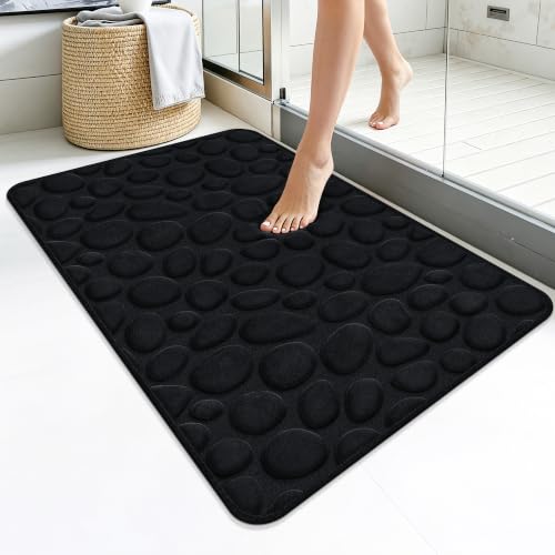 Memory Foam Bath Mat 36x24, Soft Absorbent Bathroom Rug,Black - color: Black, size: 24"x36"