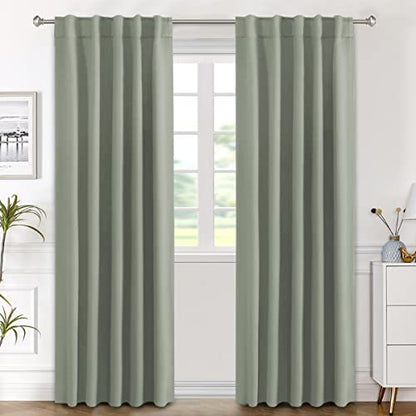 H.VERSAILTEX Blackout Curtains Thermal Insulated Window Treatment Panels Room Darkening Blackout Drapes for Living Room Back Tab/Rod Pocket Bedroom Draperies (2 Panels, Light Sage, 42 x 84 Inch) - color: Light Sage, size: 42"W x 84"L (Pack of 2)