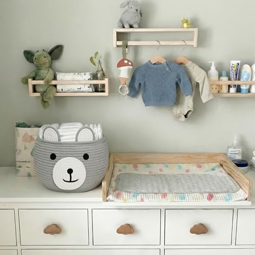 CherryNow Baby Basket for Gifts Empty, Cute Bear Design, Light Grey - color: Light Grey, size: 10.5"D x 8.5"H