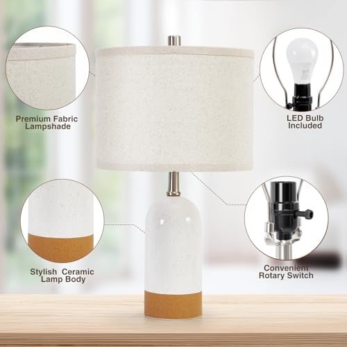 GyroVu Table Lamps Set of 2, Bedside Table Lamp for Bedroom Living Room - color: White