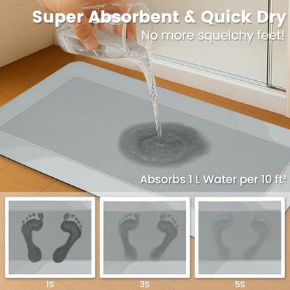 ArtyCozy Super Absorbent Stain Resistant Soft Bath Mat, Grey, 17'' × 35'' - color: Grey, size: 17"×35"
