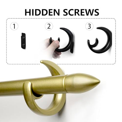Modern Adjustable Curtain Rod Set 16 to 120 Inches, Sleek Window Rod for Bedroom, Living Room, Gold - color: GOLD, size: 16" to 120"