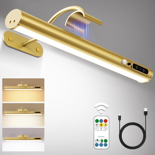 Hapfish Motion Sensor Battery Operated Wall Sconce,Wireless Picture Lights - color: Motion Sensor Gold