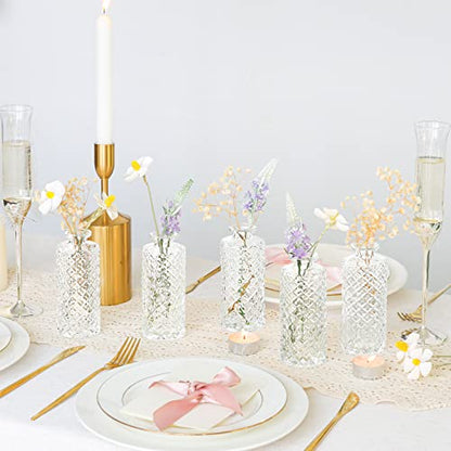 ComSaf Small Glass Bud Vases in Bulk, 6 Pack for Centerpieces, Clear - color: Clear, size: 6 Pcs