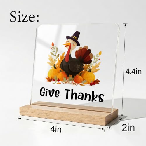Thanksgiving Turkey Decorations,Give Thanks Acrylic Sign,Turkey Decor for Home Office