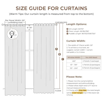 INOVADAY 100% Black Out Curtain 108 Inch Long Blackout Curtains for Bedroom - color: Beige, size: 50"W x 108"L (Pack of 2)