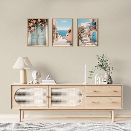 KAIRNE Italy Amalfi Coast Cityscape Framed Canvas Wall Art Set-12"x16"x3 - color: Italy Landscape Wall Art, size: 12"L x 16"W