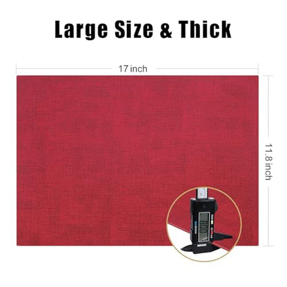 Homaxy PU Faux Leather Placemats for Dining Table, Set of 6, Red - color: Red