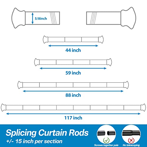 Black Curtain Rods, Small Curtain Rods for Windows 48 to 84 Inch, 5/8 Heavy Duty Matte Black Curtain Rod Set with Brackets, Adjustable Splicing Drapery Rod - color: Black, size: 48-84" (1pc)
