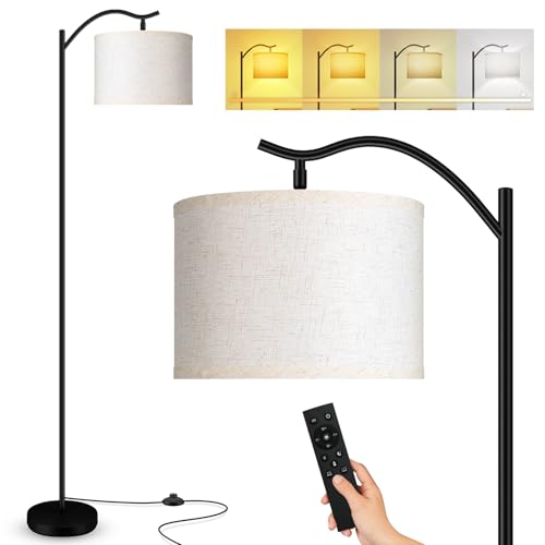 BoostArea Floor Lamp for Living Room,Arc Floor Lamp with Remote Control,Stepless Dimmable Brightness & Colors Temperature 2700k-6500k,Modern Standing Lamp for Bedroom Study Room Office,Beige - color: Beige