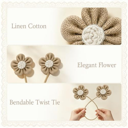 VIS'V Curtain Tiebacks, Twisted Boho Curtain Holdbacks, Khaki, 2 Pcs - color: Khaki