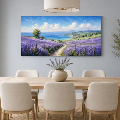 Enartly Purple Lavender Field Canvas Wall Art for Living Room 40" x20 - color: Purple Lavender, size: 40"L x 20"W