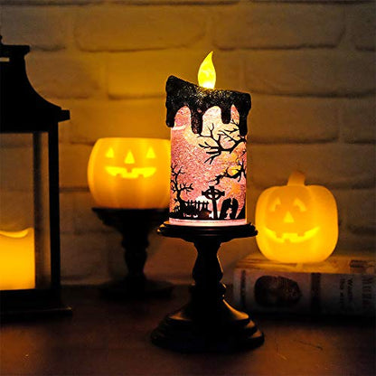 Eldnacele Ghosts Halloween Snow Globe Flameless Candle Battery Operated - color: 2-ghost