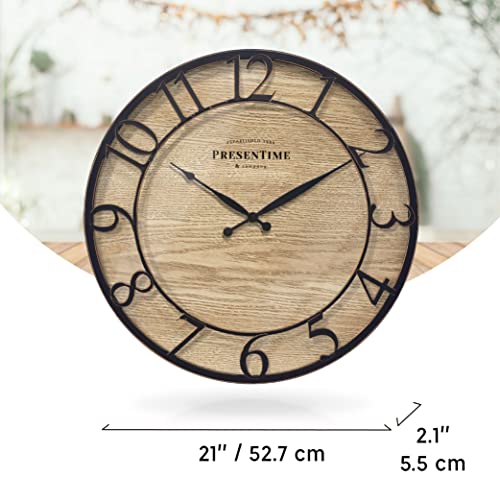Presentime 21" Farmhouse Series Wall Clock - color: Oil Rubbed Bronze, size: 21 inch