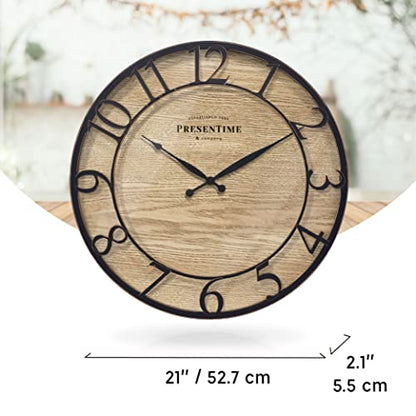 Presentime 21" Farmhouse Series Wall Clock - color: Oil Rubbed Bronze, size: 21 inch