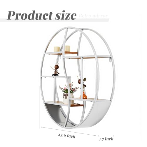 Round Wall Shelf,Decorative Circle Floating Shelves - color: Silver