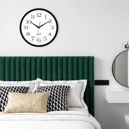 HIPPIH 10 Inch Wall Clock, 2Pack Silent Non Ticking Battery Operated Clocks - color: With Red Second Hand, size: 10 inches