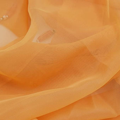 Molaxhome Swag Curtain Scalloped Curtain Valance Drape Sheer Lace Panel 1pc - color: Orange